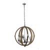 9- Light Globe Chandelier, Wood Chandelier Hanging Light Fixture with Adjustable Chain for Kitchen Dining Room Foyer Entryway, Bulb Not Included