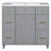 36" Bathroom Vanity Cabinet with Sink Top Combo Set, Grey, Single Sink, Shaker Cabinet with Soft Closing Door and Drawer