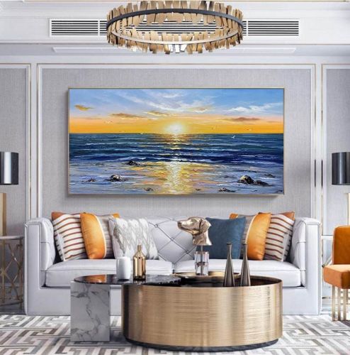 Abstract Wall Decor Palette Knife Oil Painting Seascape Picture Unframed Acrylic Canvas Wall Art Handmade Decorative Item Abstract Wall Decor Palette Knife Oil Painting Seascape Picture Unframed Acrylic Canvas Wall Art Handmade Decorative Item