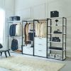 Fiona White Freestanding Walk in Wood Closet System with Metal Frame