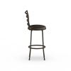 3 Pack Adjustable 24" or 29" Bronze Ladder Back Swivel Barstool, Espresso Vegan Leather Seat