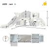 Kids Slide Playset Structure, Freestanding Castle Climber with Slide and Basketball Hoop, Toy Storage Organizer for Toddlers, Kids Climbers Playhouse