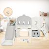 Kids Slide Playset Structure, Freestanding Castle Climber with Slide and Basketball Hoop, Toy Storage Organizer for Toddlers, Kids Climbers Playhouse