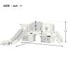 Kids Slide Playset Structure, Freestanding Castle Climber with Slide and Basketball Hoop, Toy Storage Organizer for Toddlers, Kids Climbers Playhouse